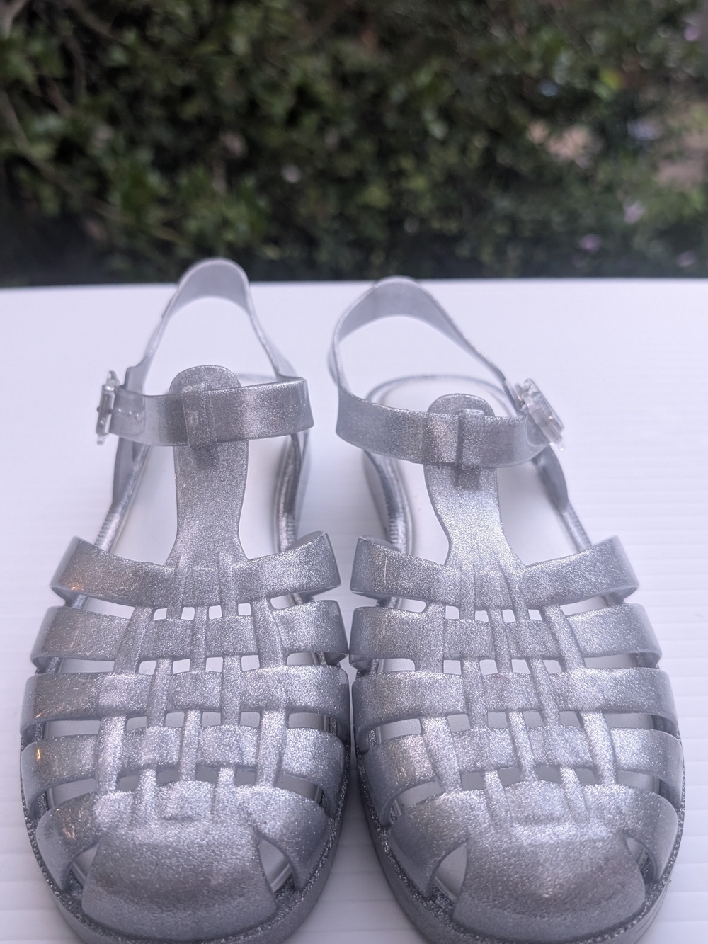 Mini Melissa Metallic Silver Jelly Sandals